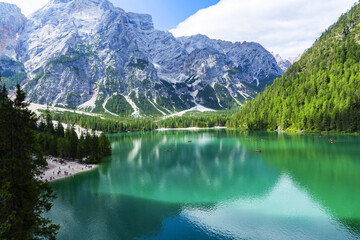 Lago di Braies, beautiful lake in the Dolomites