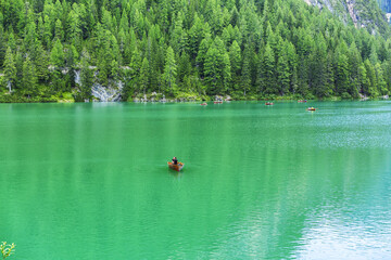 Lago di Braies, beautiful lake in the Dolomites
