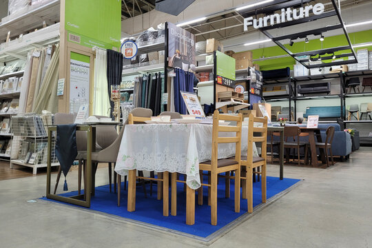 PENANG, MALAYSIA - 18 JUNE 2022: Interior view of the department store of HomePro, Penang. HomePro is a hypermarket of home product and building construction in Malaysia.