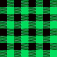 Seamless green and black plaid pattern fabric pattern