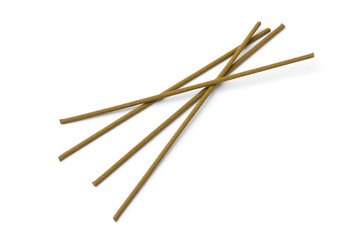 Incense sticks isolated on white background close up