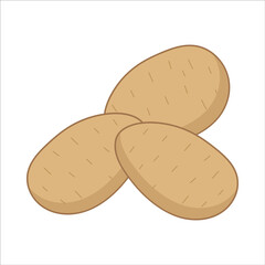 Three flat-style potatoes on white background for use in clipart