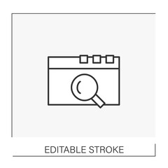  SEO line icon. Searching engine organization. Searching information on a webpage on the browser. Web service concept. Isolated vector illustration. Editable stroke