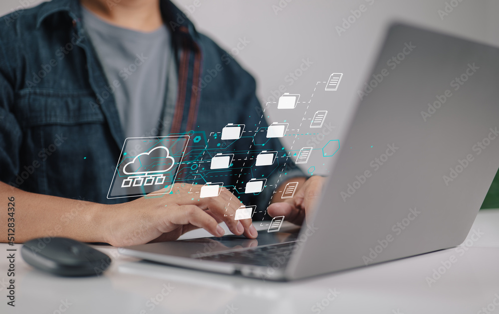 Leinwandbilder managing documents as a system (DMS). archive and management software for digital data files. internet technology concept.