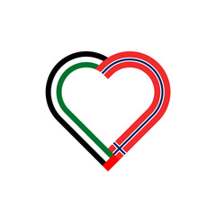 unity concept. heart ribbon icon of united arab emirates and norway flags. vector illustration isolated on white background