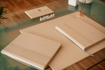 Writing accessories and an ink seal arranged on a table, capturing the essence of classic correspondence and letter writing.