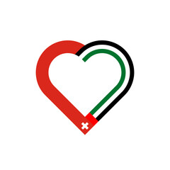 unity concept. heart ribbon icon of switzerland and united arab emirates flags. vector illustration isolated on white background