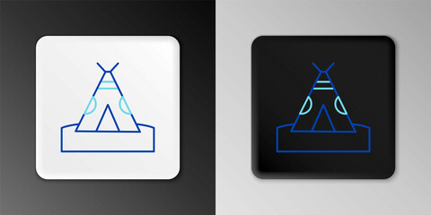 Line Traditional indian teepee or wigwam icon isolated on grey background. Indian tent. Colorful outline concept. Vector © vector_v