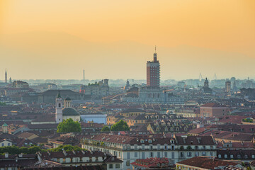 Fototapeta premium View of Turin landscape at sunset