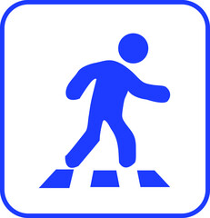 zebra crossing blue icon