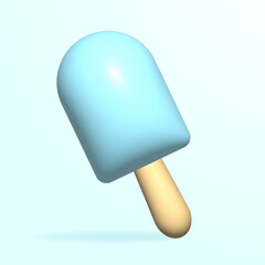 Ice cream on wooden stick. 3d rendering