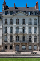 Fototapeta na wymiar Nantes, beautiful city in France, ancient crooked facades quai Turenne in the historic center 