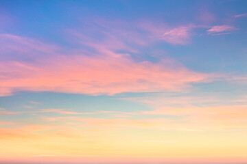 Pastel colors of sundown sunset  sky with beautiful light clouds - obrazy, fototapety, plakaty