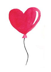 Fototapeta na wymiar Watercolor illustration of a pink balloon on a string