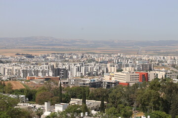 Fototapeta na wymiar The city of Afula in the Jezreel Valley seen from above 