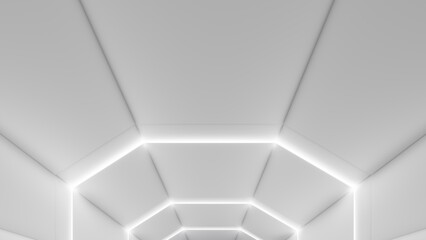 Abstract white background geometric pattern 3d rendering