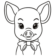 Pig cartoon illustration. Cute baby animal print for t-shirts, mugs, totes, stickers, nursery wall arts, greeting cards, etc. 