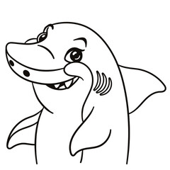 Shark cartoon illustration. Cute baby animal print for t-shirts, mugs, totes, stickers, nursery wall arts, greeting cards, etc. 