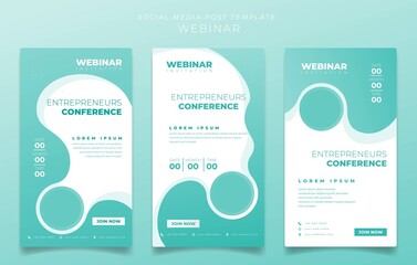 Obraz premium Media social template in pastel green and white with circle background for webinar invitation design