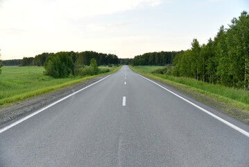 Fototapeta premium Direct high-speed asphalt highway in the forest