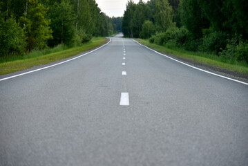 Direct high-speed asphalt highway in the forest