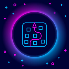 Glowing neon line Neural network icon isolated on black background. Artificial intelligence AI. Colorful outline concept. Vector