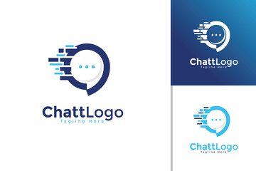 Abstract pixels chat logo design vector