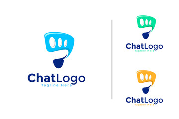 Creative footprints bubble chat logo design vector