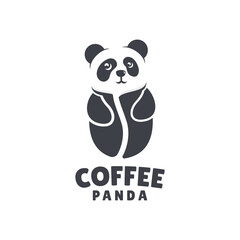 Coffee Panda Logo Design. Abstract Cute Panda Combined with Coffee Bean Concept.