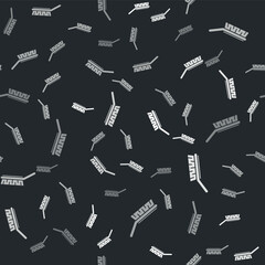 Obraz premium Grey Brush for cleaning icon isolated seamless pattern on black background. Cleaning service concept. Vector Illustration