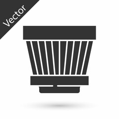 Grey Car air filter icon isolated on white background. Automobile repair service symbol. Vector
