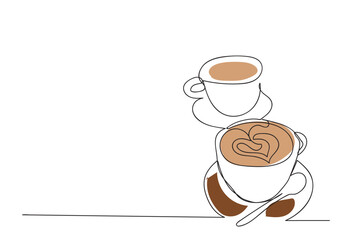 line art or One Line Drawing of coffee. and Coffee cup shop concept. minimalist,