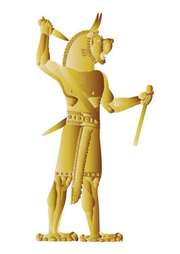 Ugallu, a lion-headed storm-demon who has body of a man, and the feet of a bird. one of the eleven mythical monsters created by Tiāmat. Captured by Marduk, Ugallu was rehabilitated by working on the r