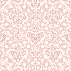 Seamless geometric pink background for your designs. Modern vector ornament. Geometric abstract pattern