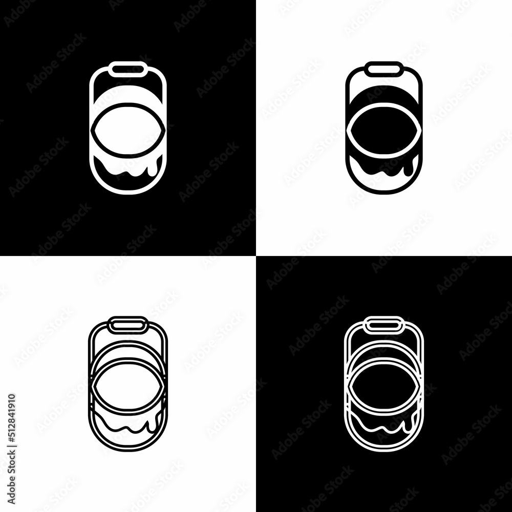 Sticker set paint bucket icon isolated on black and white background. vector