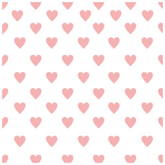 Heart seamless pattern, endless texture. Pink hearts on white background