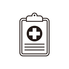 Health care diagnosis clipboard line icon design template. Vector icon on white background