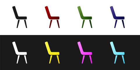 Set Armchair icon isolated on black and white background. Vector