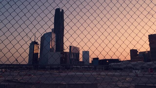 Time Laps for King Abdullah Financial District at sunset