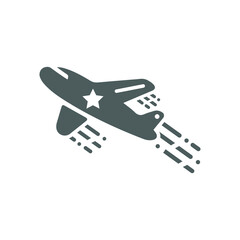 Airplane, business, flight icon. Gray vector graphics.