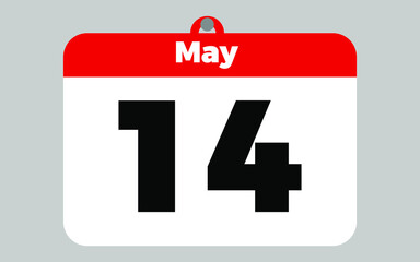 May, 14. White and red calendar