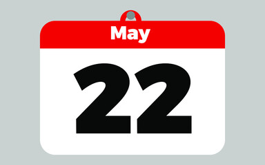 Fototapeta premium May, 22. White and red calendar