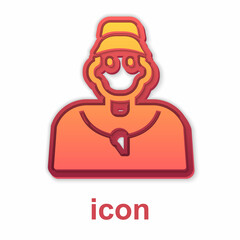 Gold Baseball coach icon isolated on white background. Vector