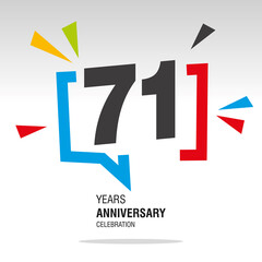 71 Years Anniversary celebration colorful white modern number logo icon banner