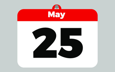 May, 25. White and red calendar