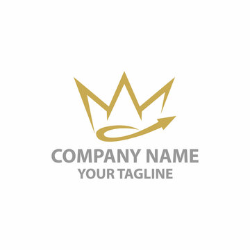 Crown Logo Royal King Queen abstract Luxury Logo design vector template. Geometric symbol Logotype concept icon.