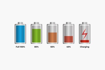 Battery charge status. Vector illustration in white background
