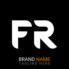 Fototapeta premium Fr Letter Logo design. black background.