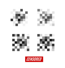 Pixel Censored Sign Different Types Set. Vector