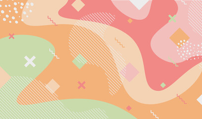 Vector abstract colorful background with blots and wavy shapes, geometric signs.